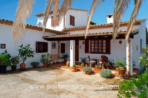 Patio and covered terrace with seating