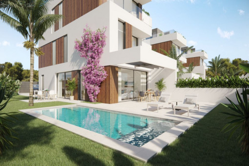High-class project of semi-detached houses with 5 bedrooms, private pool and sea views in Portocolom