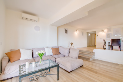 Open living and dining area