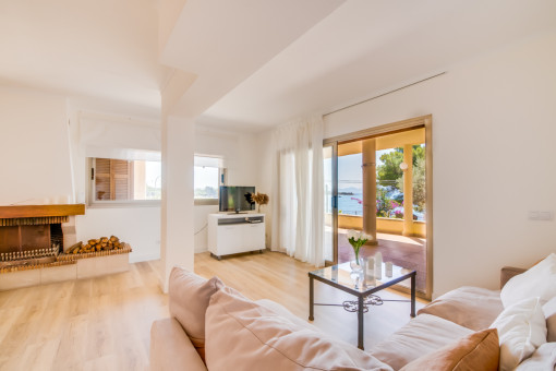 Living area with sea views