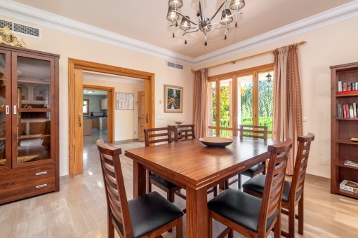 Bright dining area with terrace access