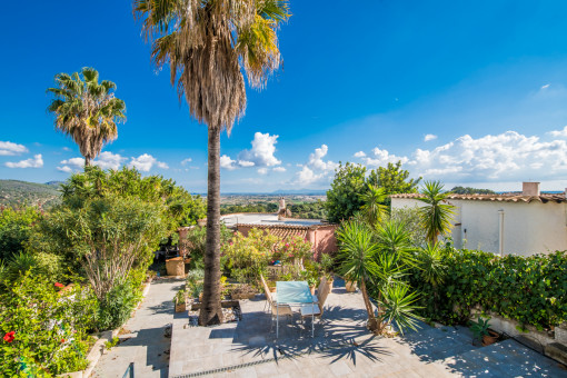Terrace in the garden with a view