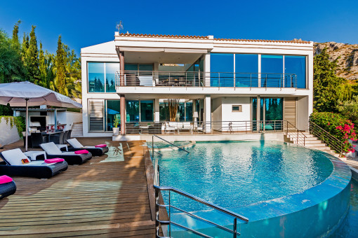 Exterior view of the villa with pool