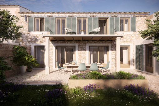New construction project for a traditional village house in Sineu with pool and large garden