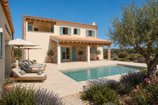 Mediterranean luxury finca, 250 sqm living space, pool, 20,800 sqm of land, near Ses Salines