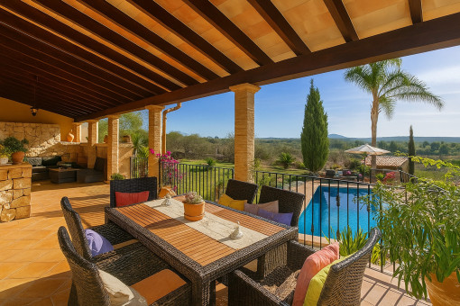 Covered terrace by kitchen